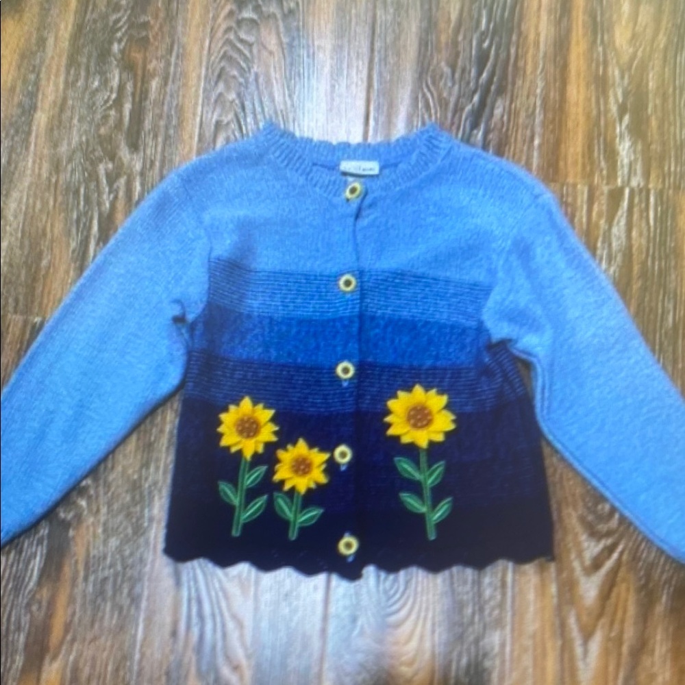 Bright Blue Sunflower Sweater